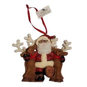 NWT Kurt Adler Santa's World Santa Reindeer Ornament